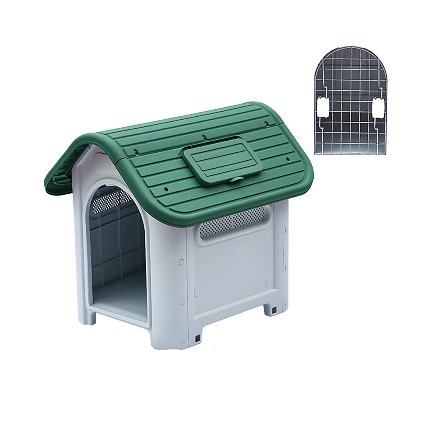 Ecológico impermeable barato moderno pequeño / Puppy Removable Dog Kennel exterior cómodo Ventilate Luxury Perro jaula de plástico Casa de mascotas para jardín trasero