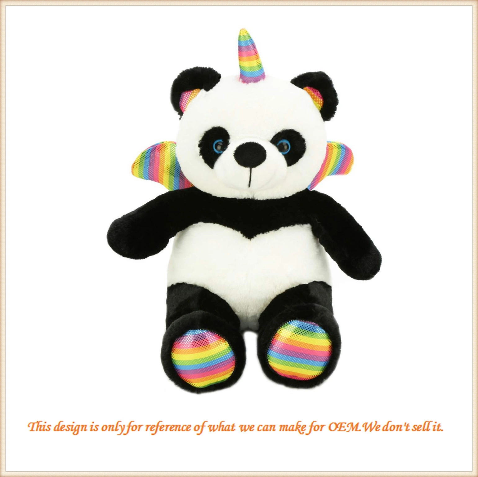 Lovely Soft Animal Plastic Eyes White and Black Panda Toys/ Custom Animal Plush Toys
