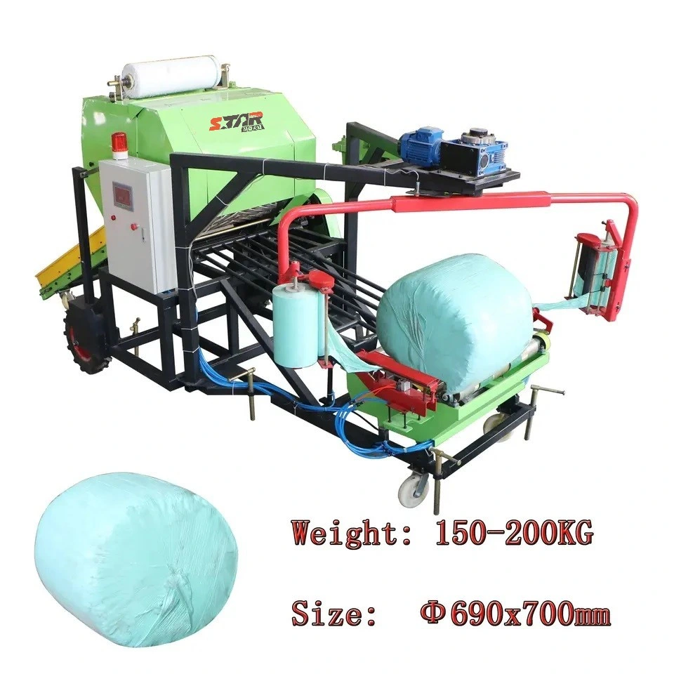 Wholesale/Supplier Good Reliability Agricultural Tool 200kg Round Pine Straw Baler and Wrapper Combination Machine