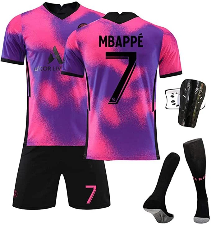 2021 Paris Third Away T-shirt Messi no. 30 vestuário de futebol no. 10 vestuário Neymar no. 7 camisola Mbappe para homem e criança