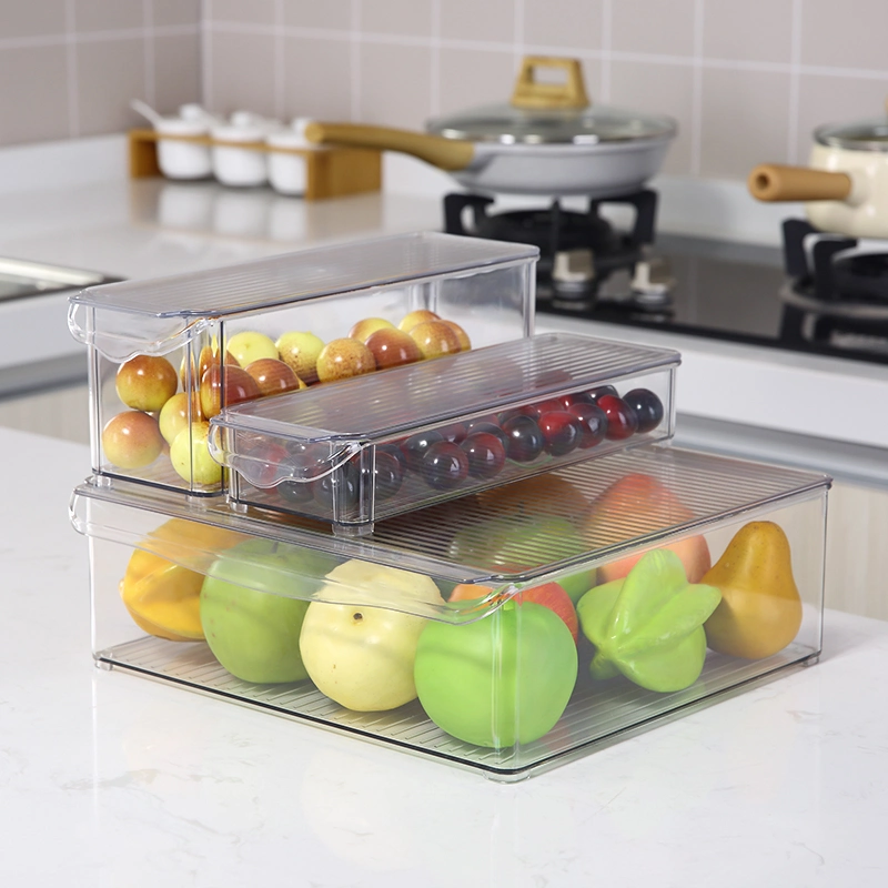 Pet Transparent Household Pantry Cabinet Drawers Food Storage Container Fresh Box Plastic Refrigerator Organizer