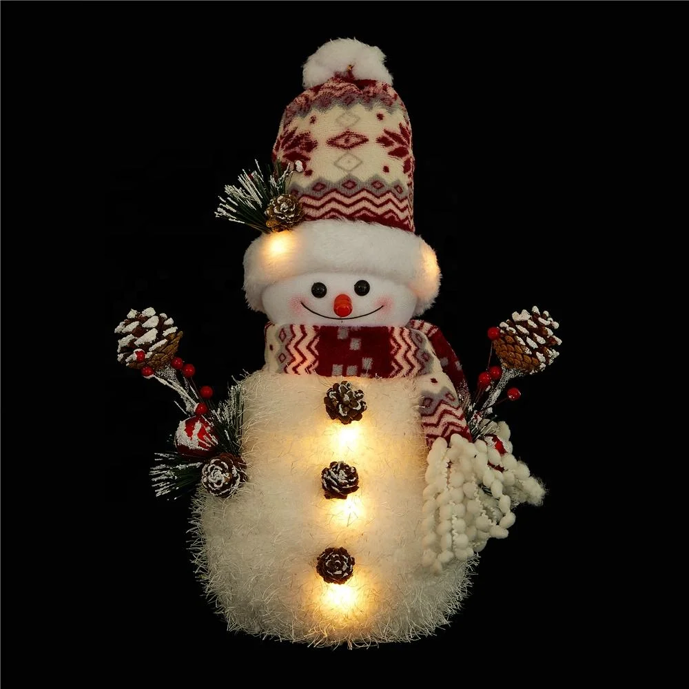 LED Christmas Decoration Supplies with Colorful Cap Snowman Ornaments