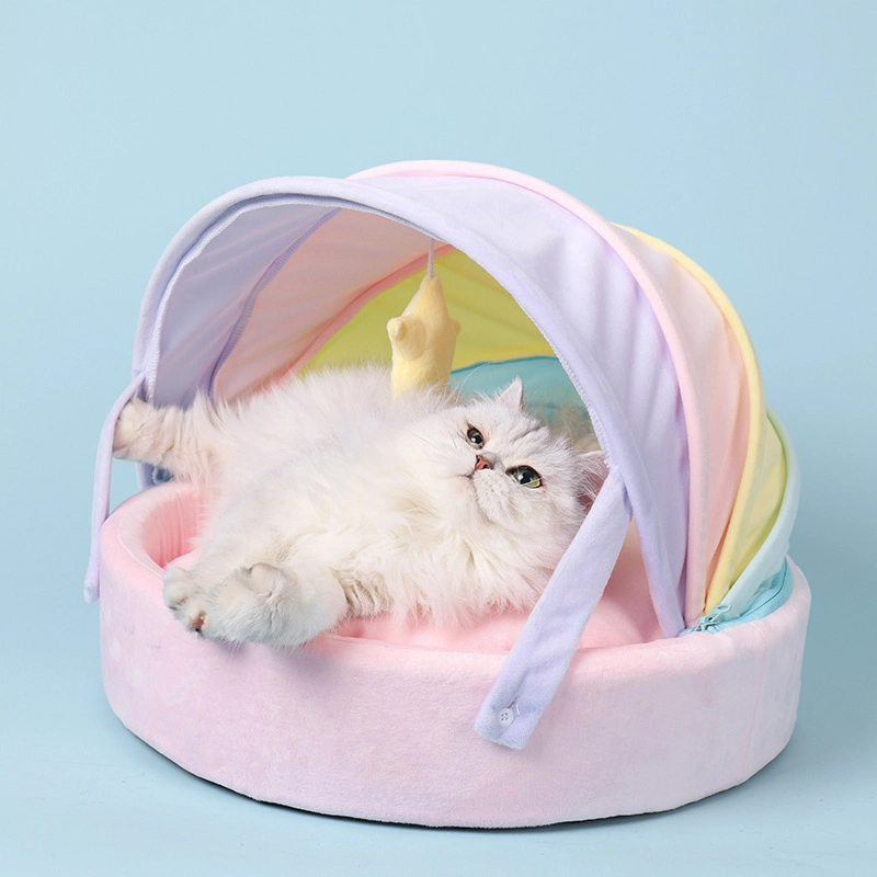 Pet Supplier Comfortable Semi Enclosed Warm Rainbow Cat Bed Human Luxury Dog Bed Pet Products Pet Bed