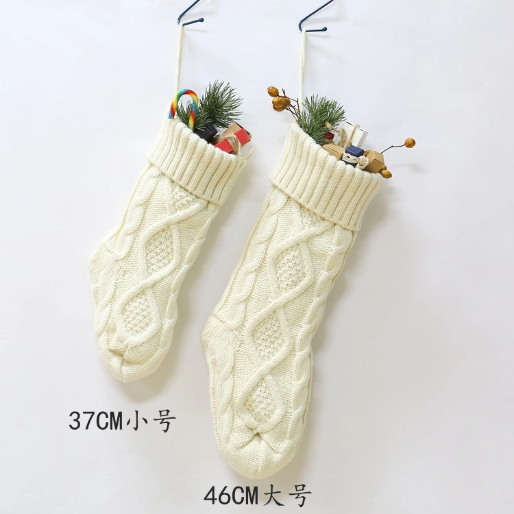 Large 46cm Knitted Yarn Home Wall Decoration Candy Bag Stocking Diamond Gift Bag Hanging Christmas Stocking