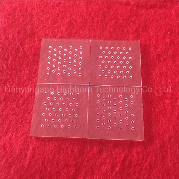 Corrosion Resistance High Transmittance Cutomized Laser Perforated Clear Square Quartz Glass Sheet