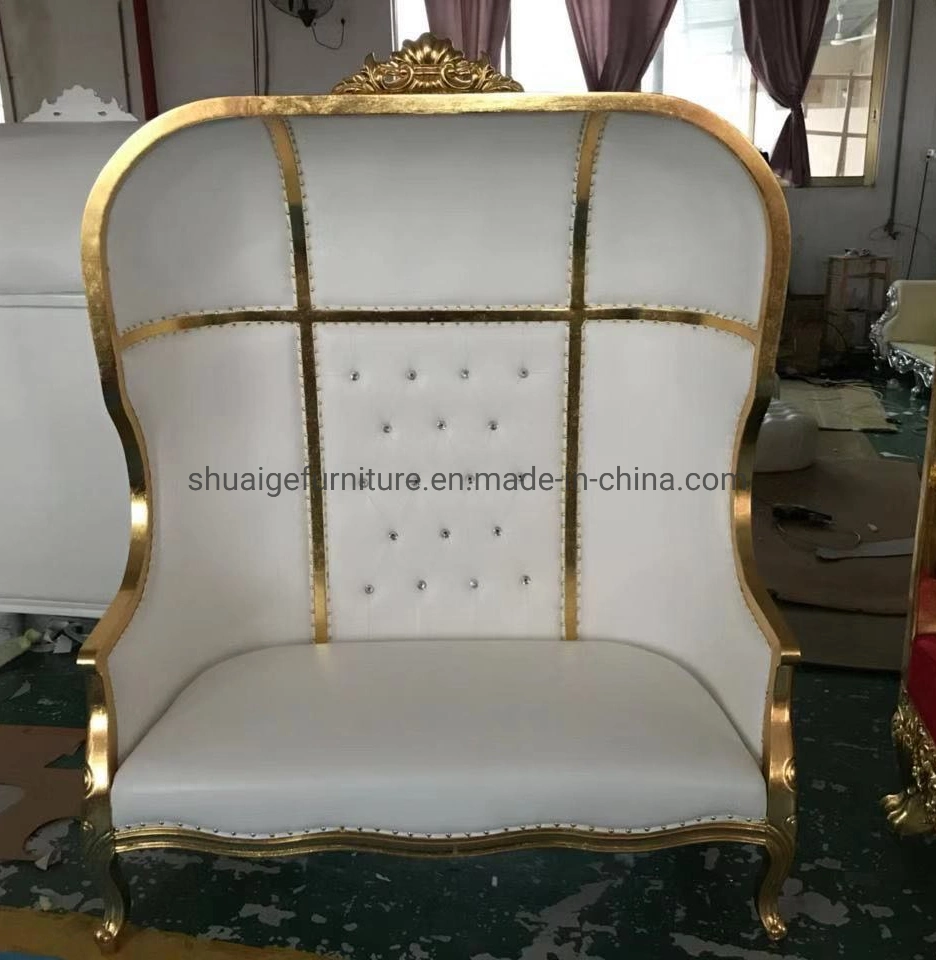 Roral Furniture Gold Metal White Colour King Throne Brige and Groom Wedding Sofa