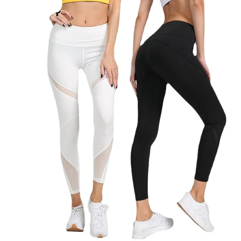 Nuevo deporte pantalones de cintura ajustada Verano Gimnasio pantalones de entrenamiento Yoga Pantalones de running Quick-Drying Pantalón - Mujer