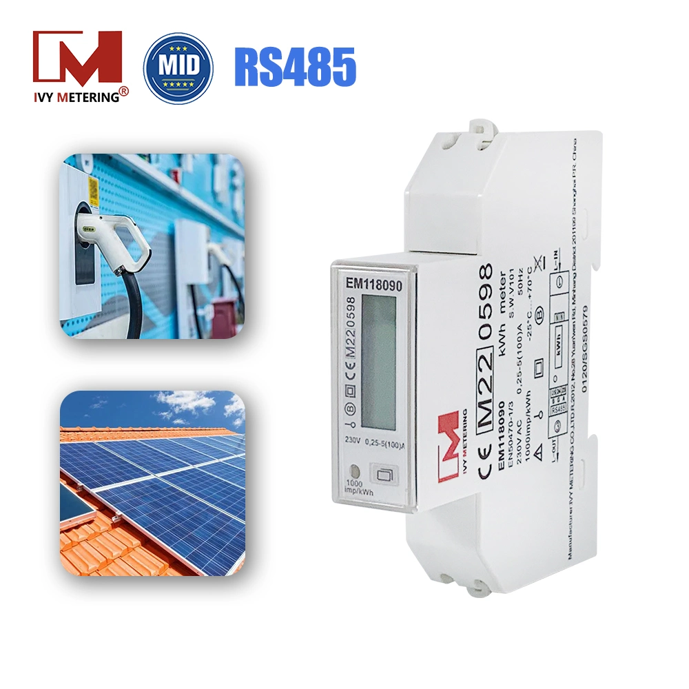Medidor de energía eléctrica inteligente bidireccional Modbus monofásico MEDIO RS485 Para solución de carga EV