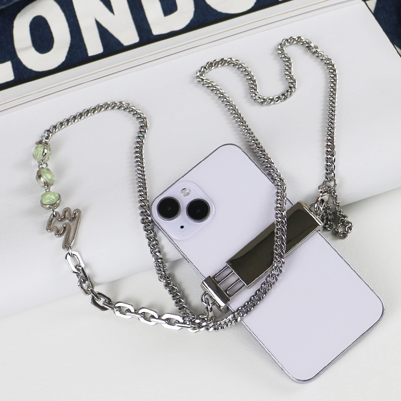 Green Bead Charm Chain Phone Clip Messenger Phone Case Accessory