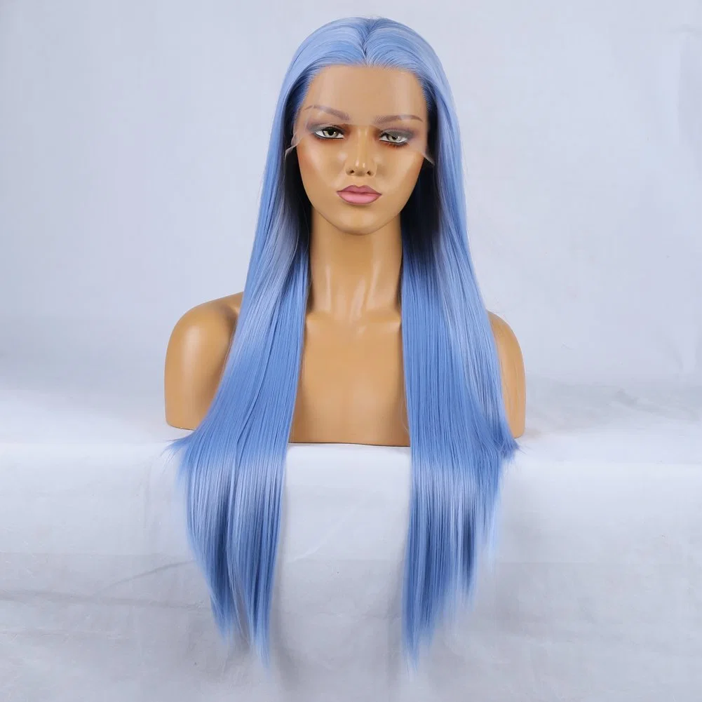 Blue High quality/High cost performance  Premium Ladies Wholesale/Supplier European Synthetic Fiber Frontal HD Wigs