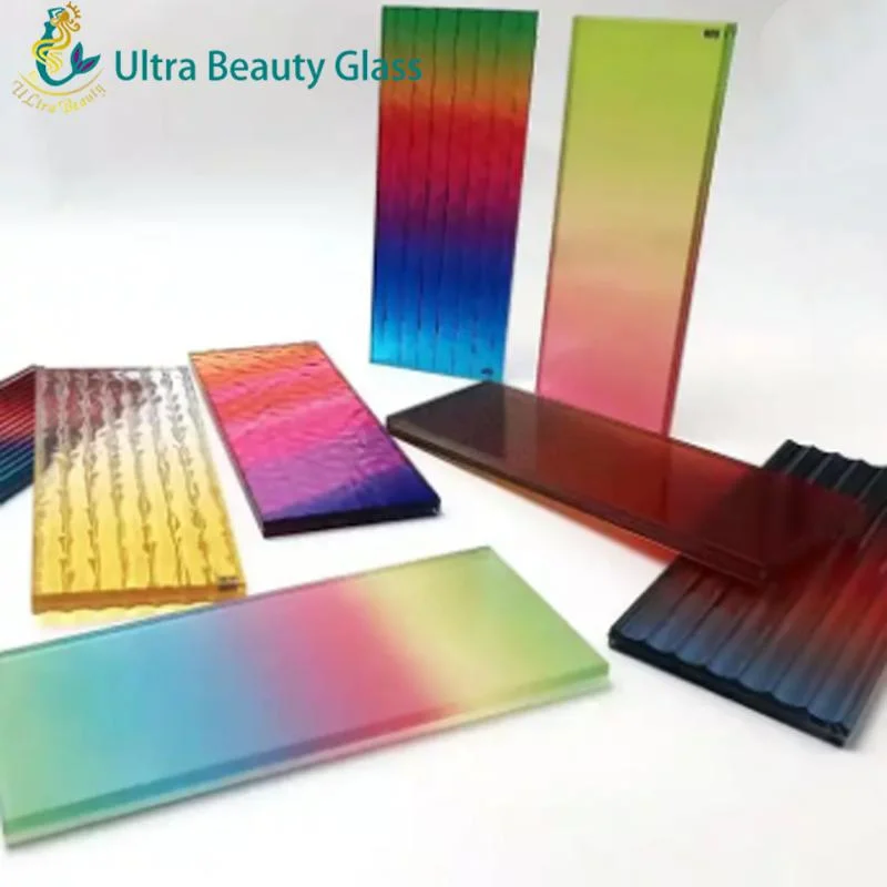 6+6mm Ribbed Gradient Moru Glass Colorful PVB Laminated Tempered Wavy Patterned Glass