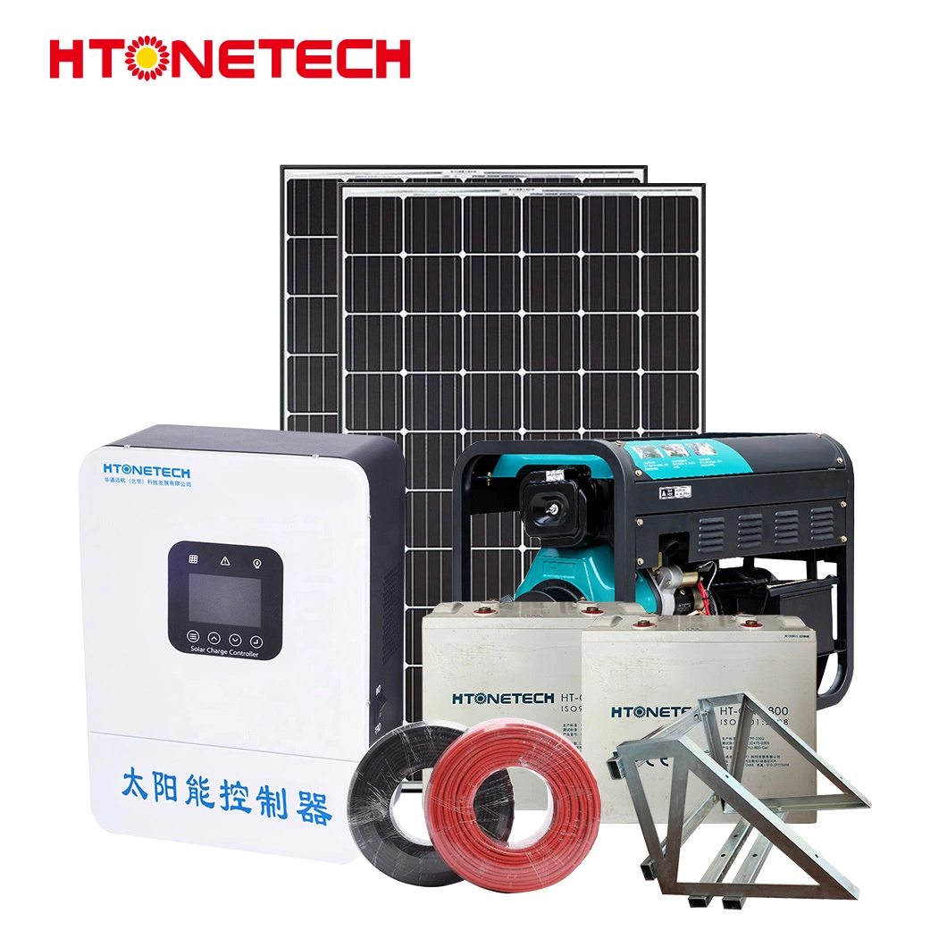 Htonetech off Grid Solar Storage System Wholesale/Supplierrs China 300W 3013W Polycrystalline Silicon Solar Cells 70kVA Diesel Generator Hybrid Solar System 150kw