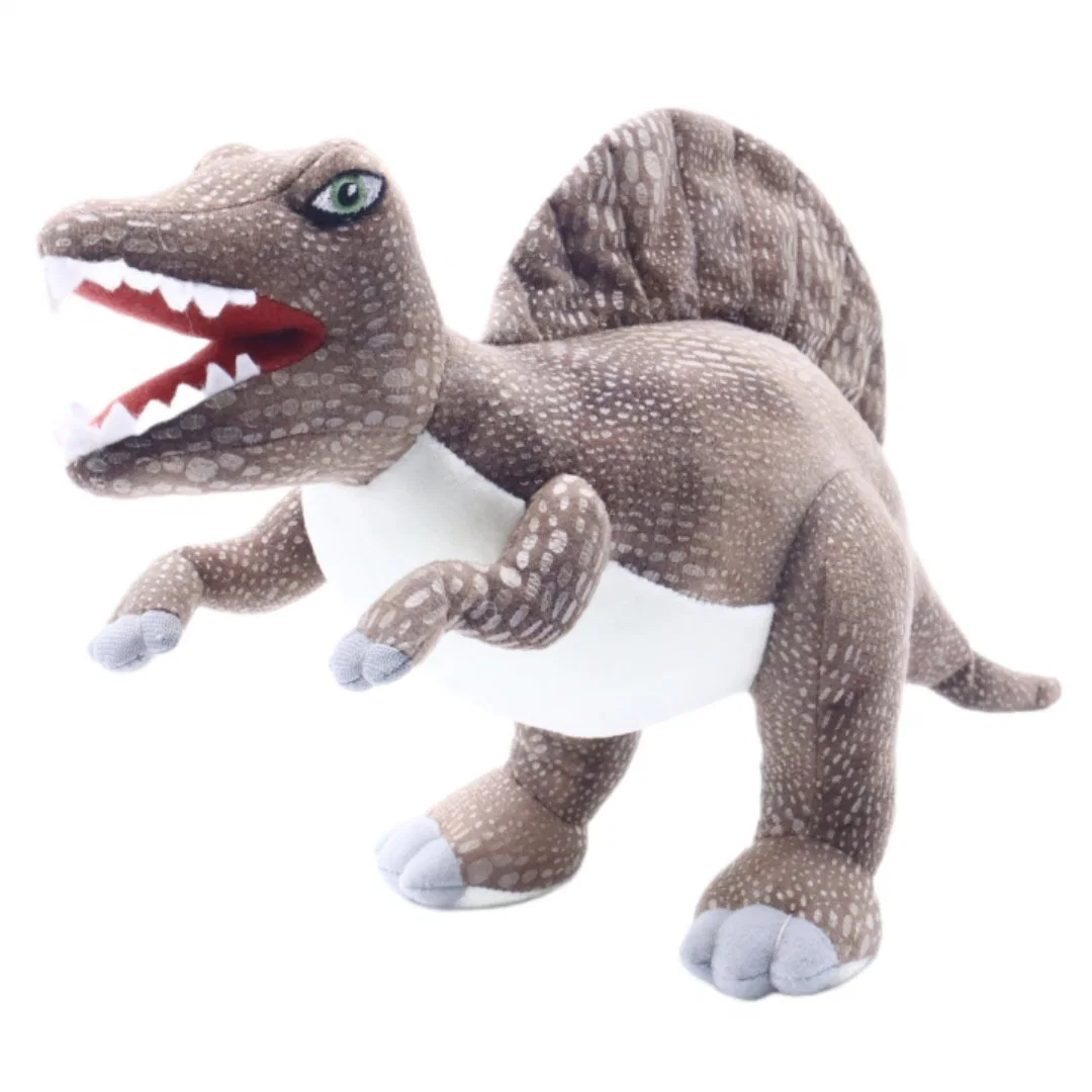 Custom Kids 38cm Plush Toy Dragon Brown Baby Gift Dinosaur Stuffed Dino Soft Animal Standing Spinosaurus with Scales Toys for Children