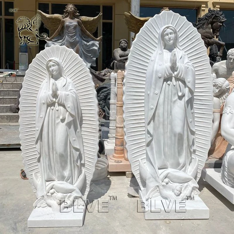 Personalizar Tamaño de vida religiosa María Piedra Virgen de Guadalupe Escultura Estatua de la Virgen María de mármol