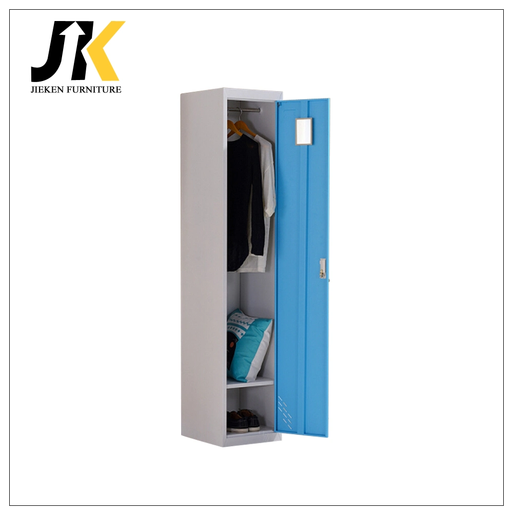 Home Use Metal Single Door Storage Cabinet Blue Color Mini Wardrobe