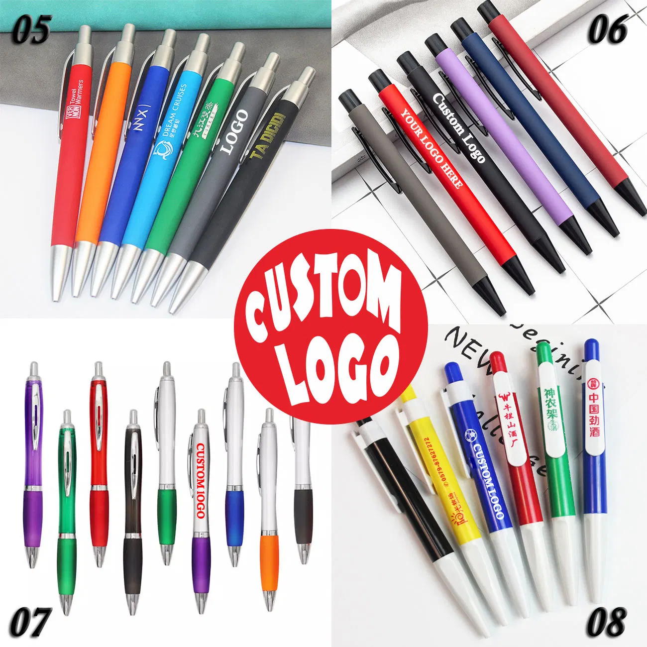 Personalized with Logo Print Ball Point Pen Advertising Cheapest Promotional Pen Gift Custom Plastic Metal Custom Ballpoint Pen