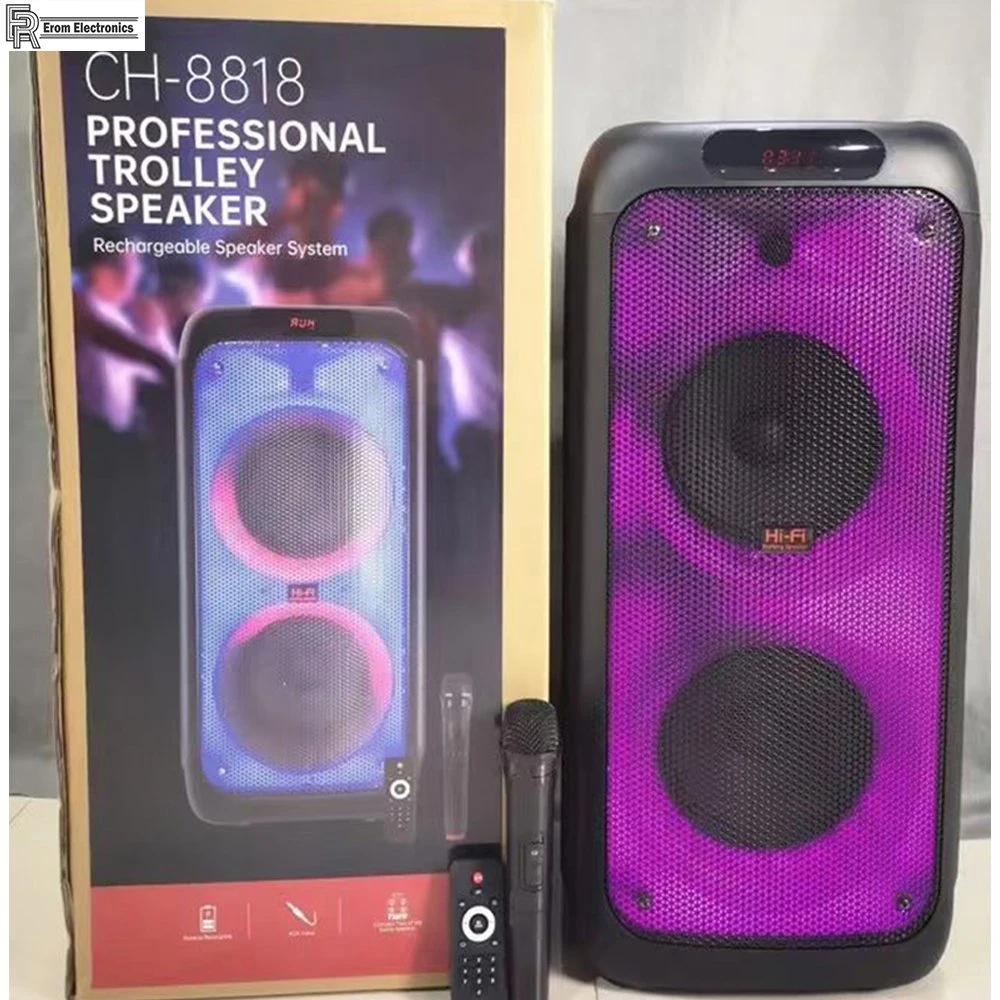 Factory OEM Portable Speakers Double 60W 8 Inch Outdoor Karaoke Trolley Party Speaker