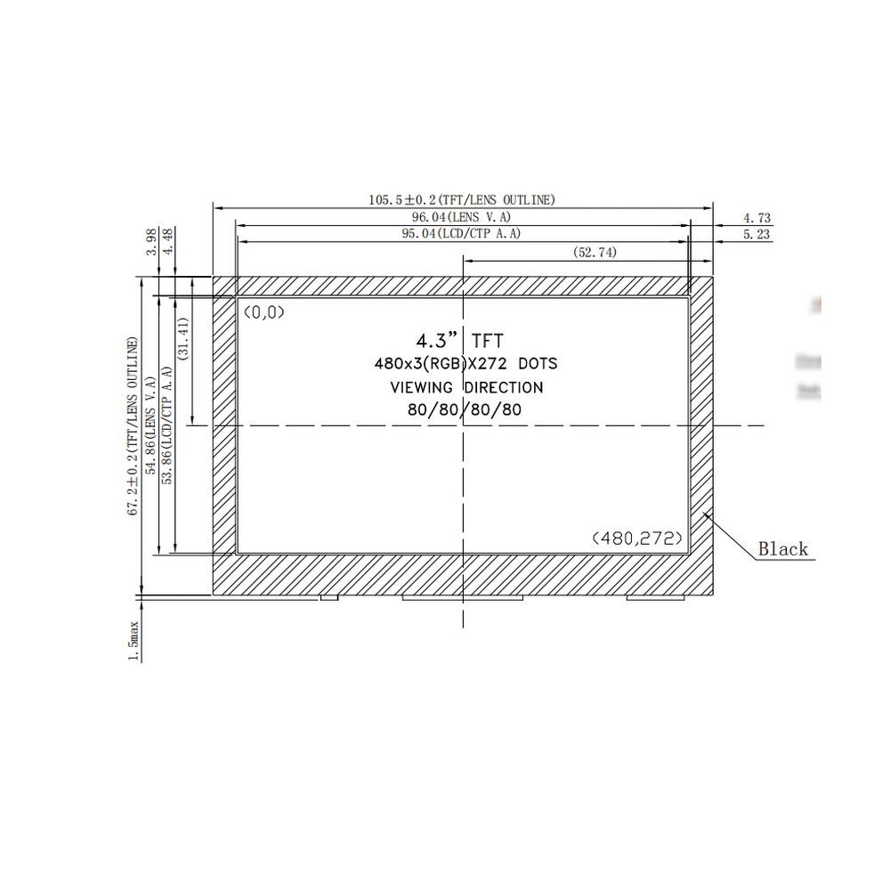 ISO9001 Alimentación directa de fábrica 480x272 píxeles 4.3 pulgadas TFT Pantalla Tipo LCD TFT