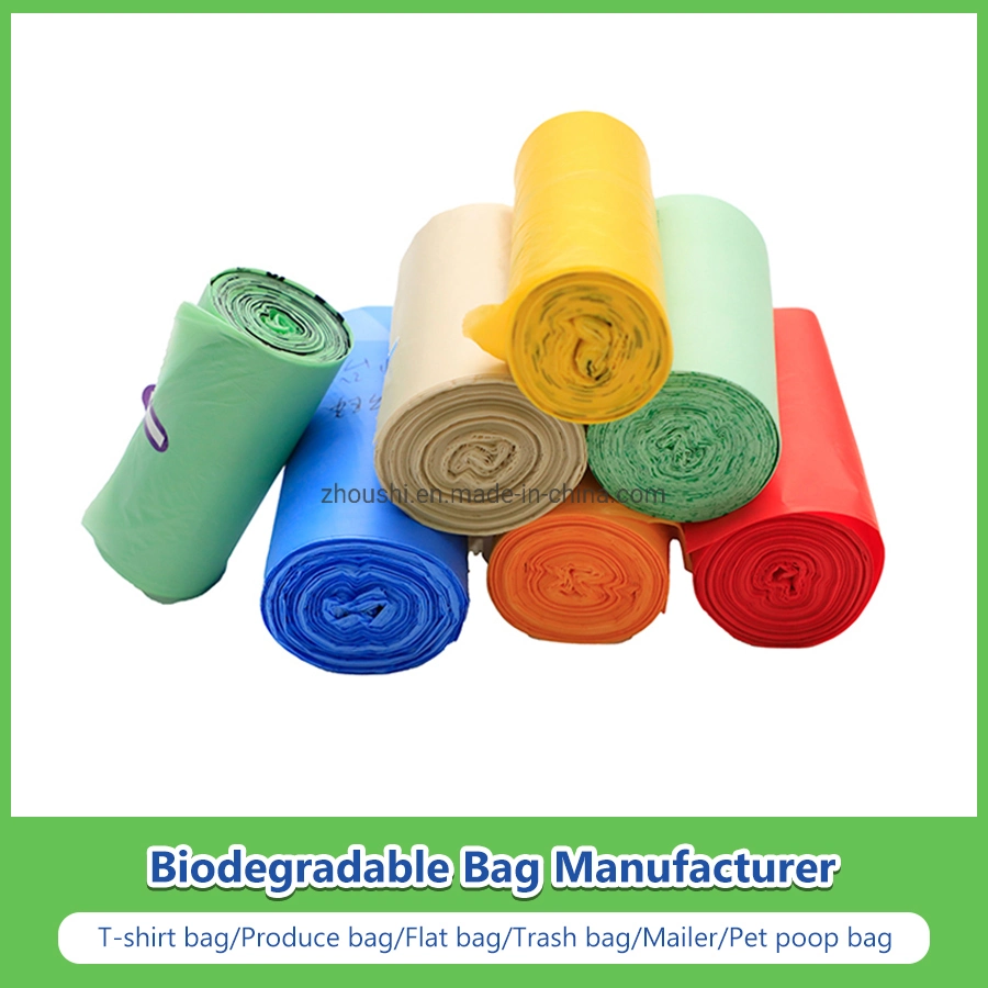 Custom Biodegradable and Compostable Produce Bags/Roll/T-Shirt/Vest/Hand/Shopping/Supermarket/Flat/Trash/Mailer/Pet Poop/Food/Bread Bags Manufacturer with FDA