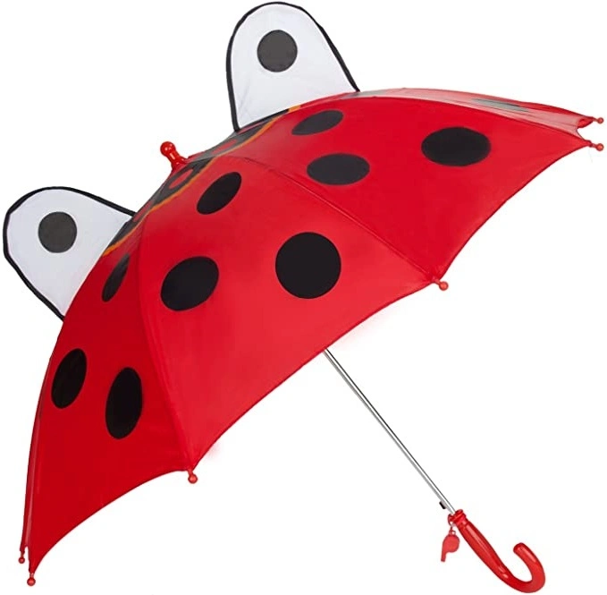 Punho vermelho impermeável Ladybird orelhas com pega animal de 21 polegadas Cartoon aberto automático Kartoon para criança Urbinha joaninha orelhas para criança forma Guarda-chuva para o exterior