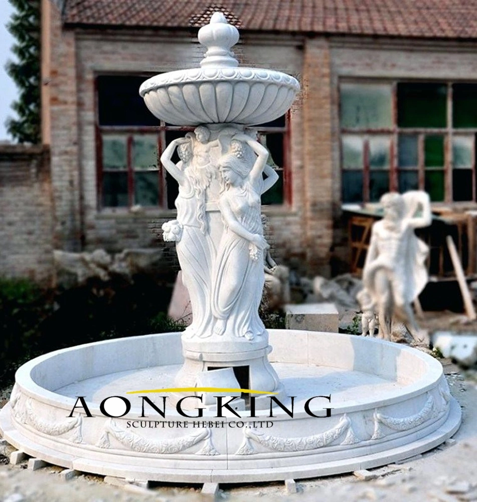 Yard Water Fountain with Child Statue Marble Fountain for Sale