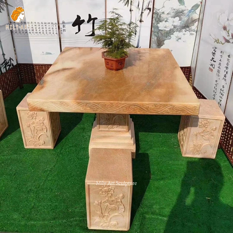 Natural Marble Granite Stone Table and Chairs Set for Garden