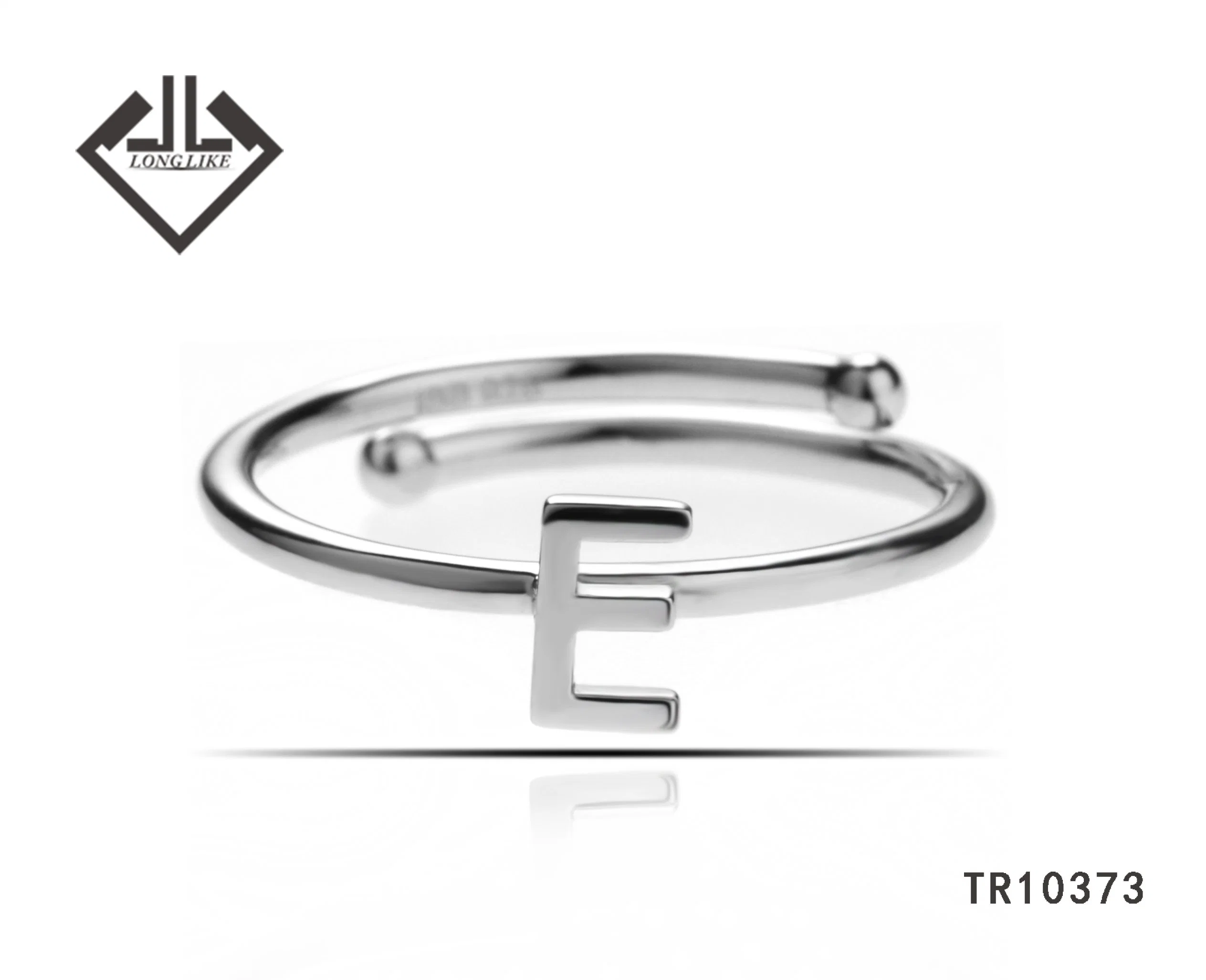 Moda Sterling Plata Joyería Alfabeto Carta anillo opable anillo ajustable