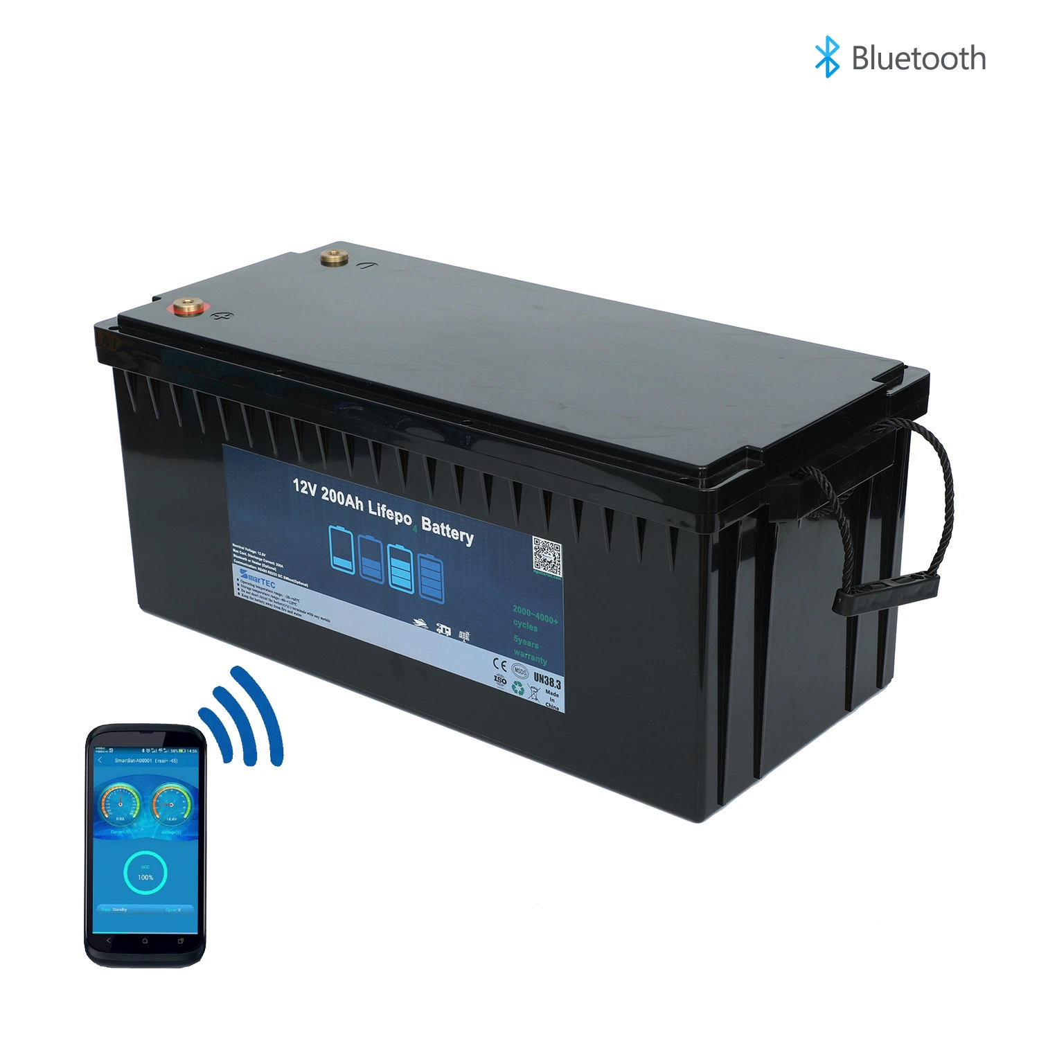 Fabrik ODM &amp; OEM LiFePO4 Batterie 12V 100ah150ah 200Ah 250ah 300ah für Elektro RV Marine Golf Cart Startseite Energie Solar-Speicher mit Bluetooth-APP und Selbsterwärmung