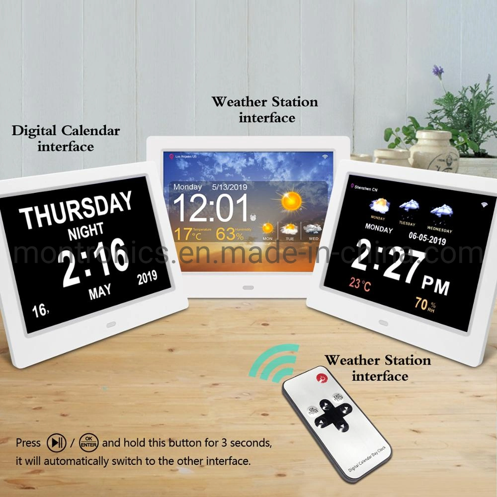 Autoplay Advertising USB Player 8 Inch Digital Photo Frame Time Clock Smart Days Smart Days Clock Digital Photo Frame with Weather