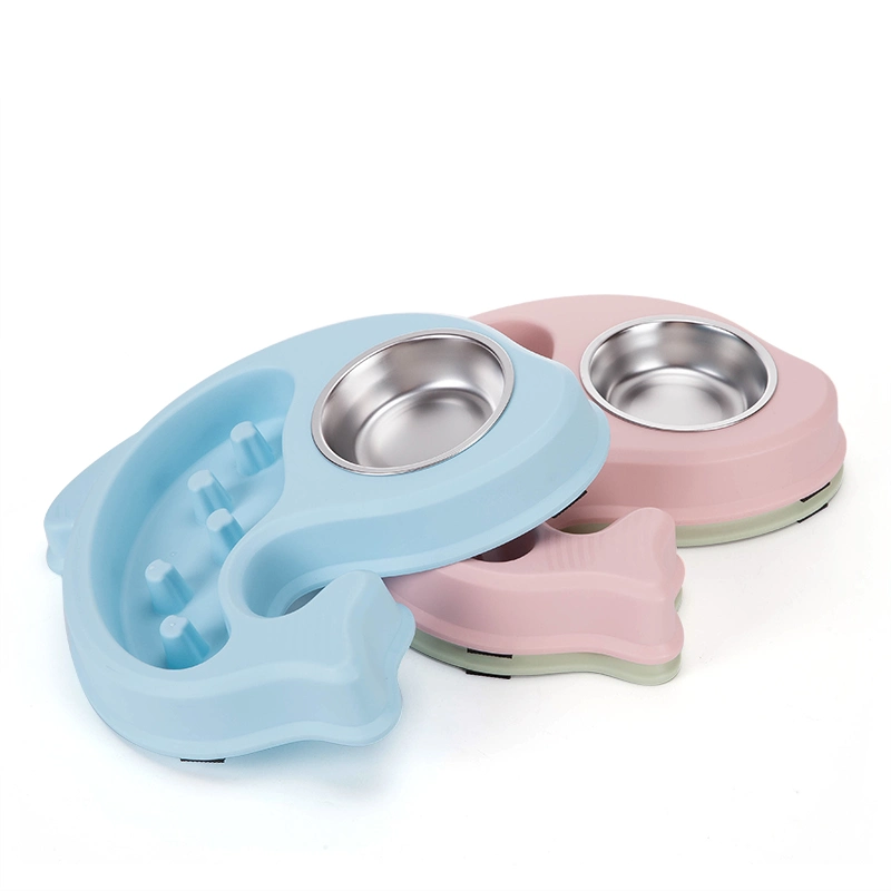 Tc3021 de plástico de forma de pez gato alimentación perro de mascota Bowl