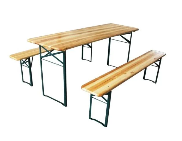 Mesa de jardín plegable de madera para picnic y cerveza.