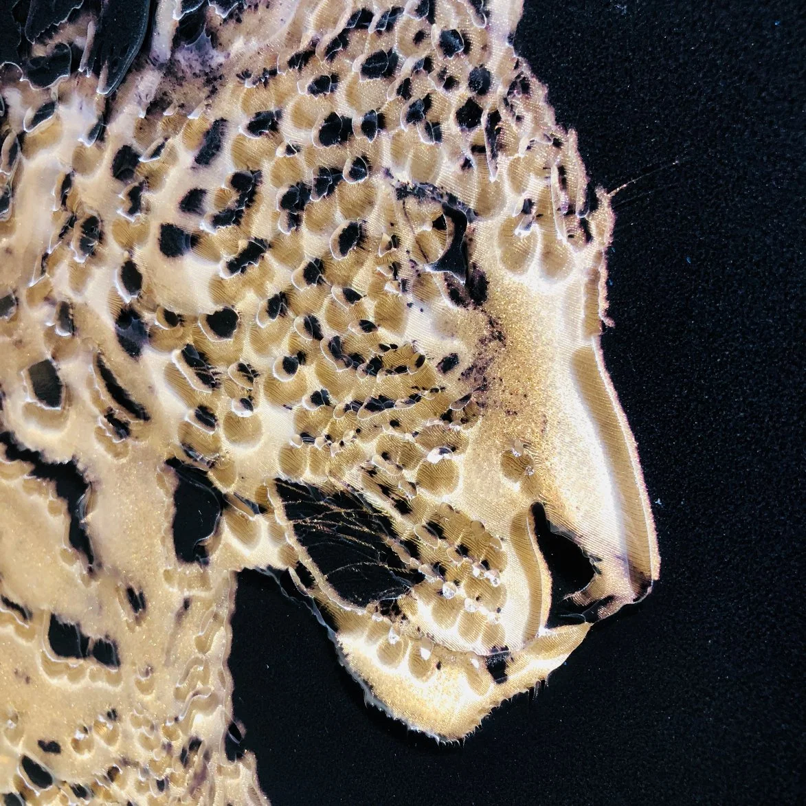 Decorative Crystal Three-Dimensional Art Leopard Lining Glass Paintings (MR-YB6-2039)