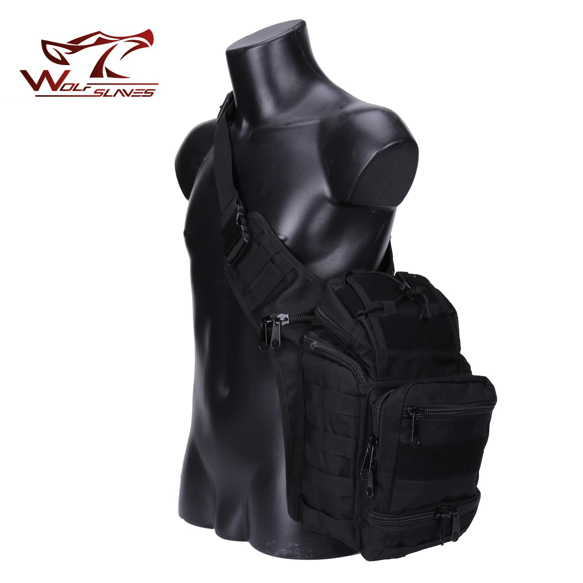 Bolso de nylon engranaje táctico de estilo militar negro Haversack bolsa