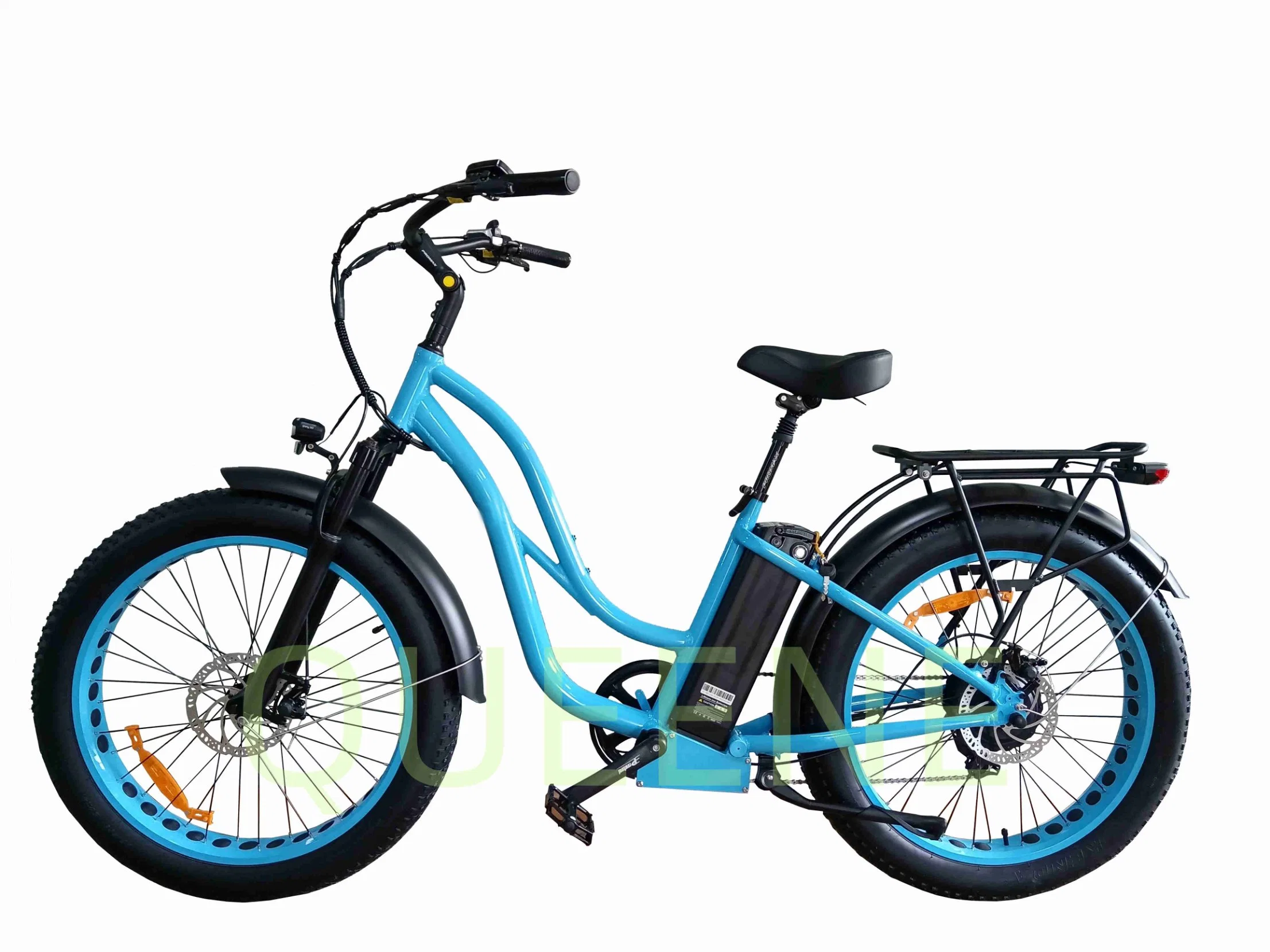 Retro Queene señoras 26pulgadas Commuter Electric Beach Cruiser neumático Fat Bike 48V 750W el paso a través de bicicleta Electrica bicicleta eléctrica para mujer