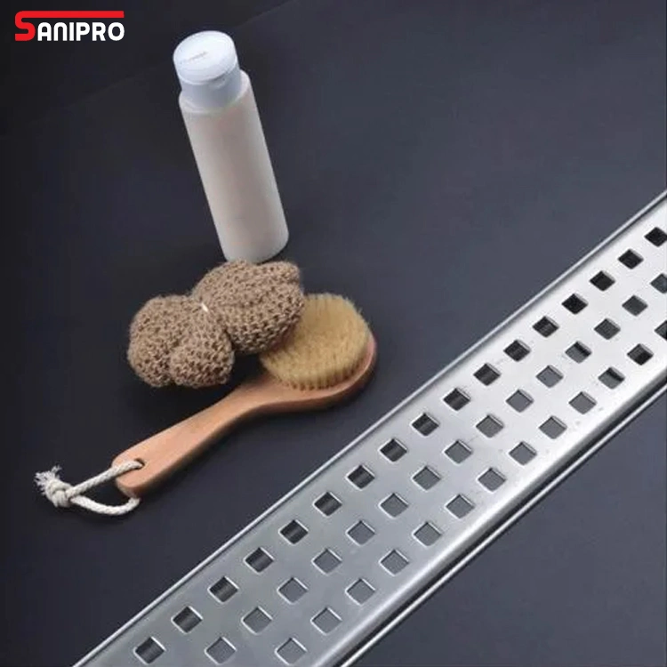 Sanipro Flat Cover Channel Grate Linear Floor Drains Heavy Duty Stainless Steel Shower Drain for Bathroom