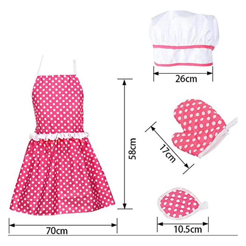 Apron for Children Cooking and Baking Cake Tool Set Kitchen Toys Pretend Play Children Kids Cooking and Baking Set Kids Apron and Chef Hat Set with Oven Mitts