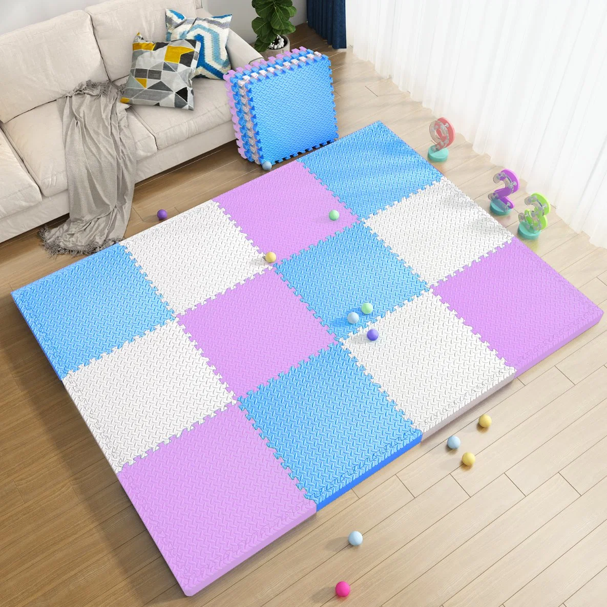 Non-Toxic Non Slip Surface Soft Safe Baby Mat Interlocking Multicolor Crawling Mat