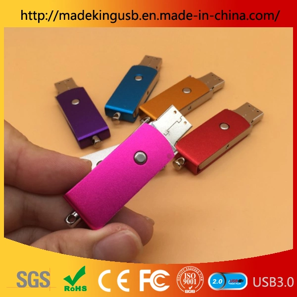 Rotación de color U disco 8g con cadena colgante de metal 16g 32g USB Flash Drive