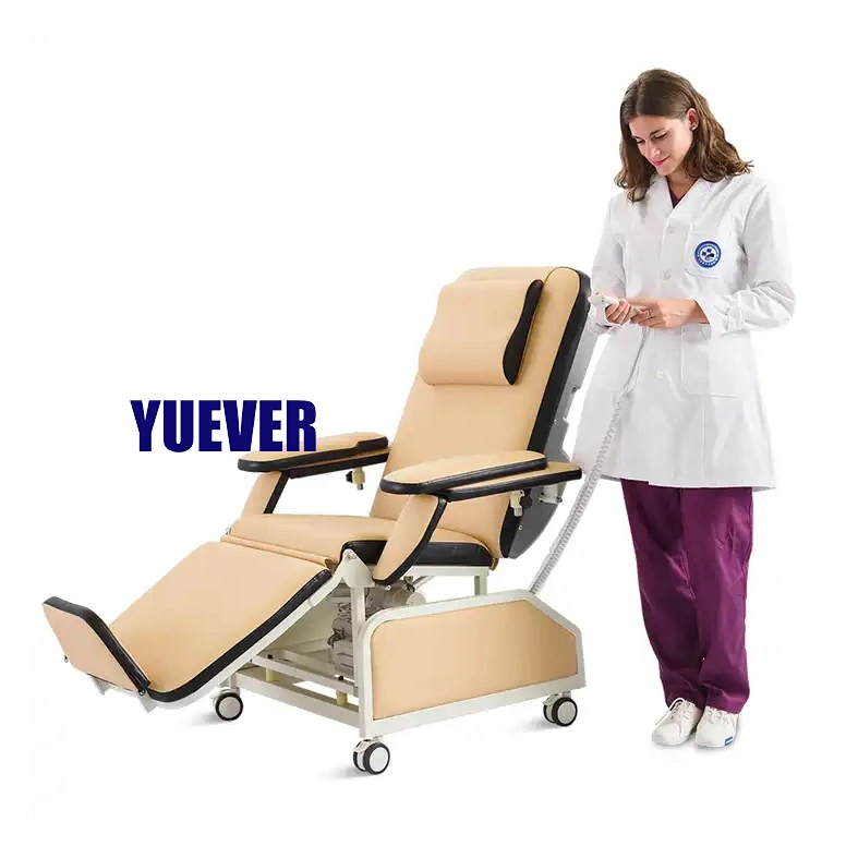 Yuever Medical Stainless Steel Folding Electric Reclining Blood Donor Arm Collection Dialysis Chair