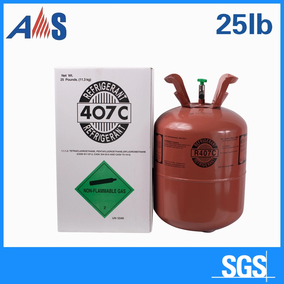 Bouteille de gaz jetable en acier inoxydable 13,6 kg/30 lb avec Gaz réfrigérant R407 pureté de 99.93 % au prix direct usine