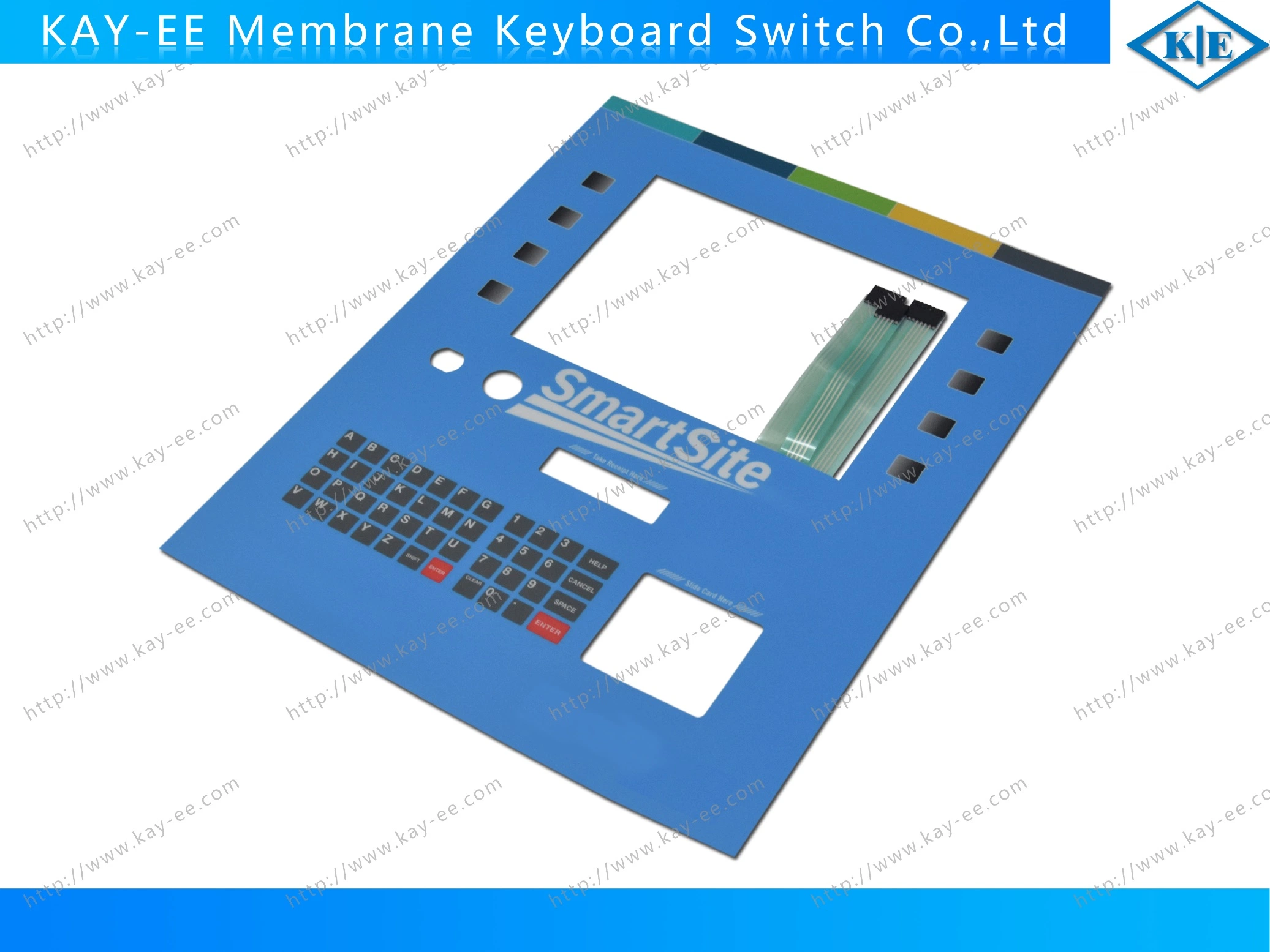 Waterproof Metal Dome Embossed Membrane Keyboard with Connector