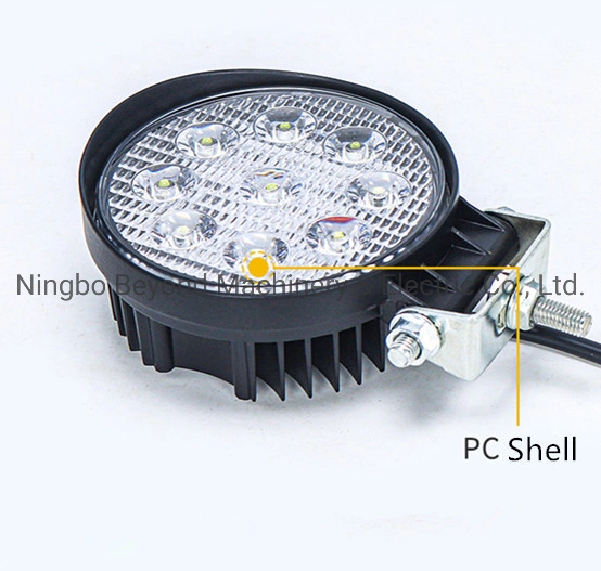 27W 12V-80V 9 lámparas LED Luz coche 12-80V Vlotage ancho de 9 pulgadas de la luz de vehículo de ingeniería