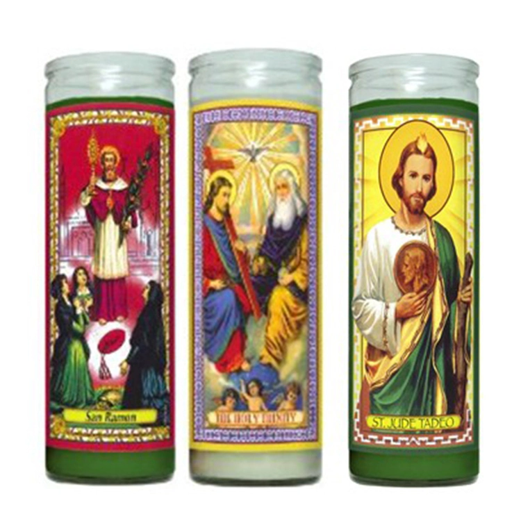 Wholesale High Quality Colorful Natural Wax 7 Day Church Prayer Religious Pillar Candles