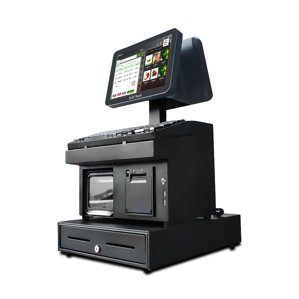 Customized Cash Register POS System Supermarket Machine with WiFi Built-in Small Ticket Printer, Scanner System