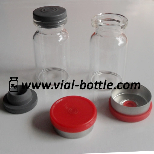 7ml Serum Glass Vial with Red Flip Tops and Rubber Stopper