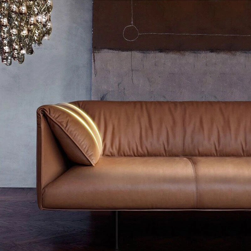 Luxury High-End Customizable Metal Legs Real Leather Contemporary Sofa