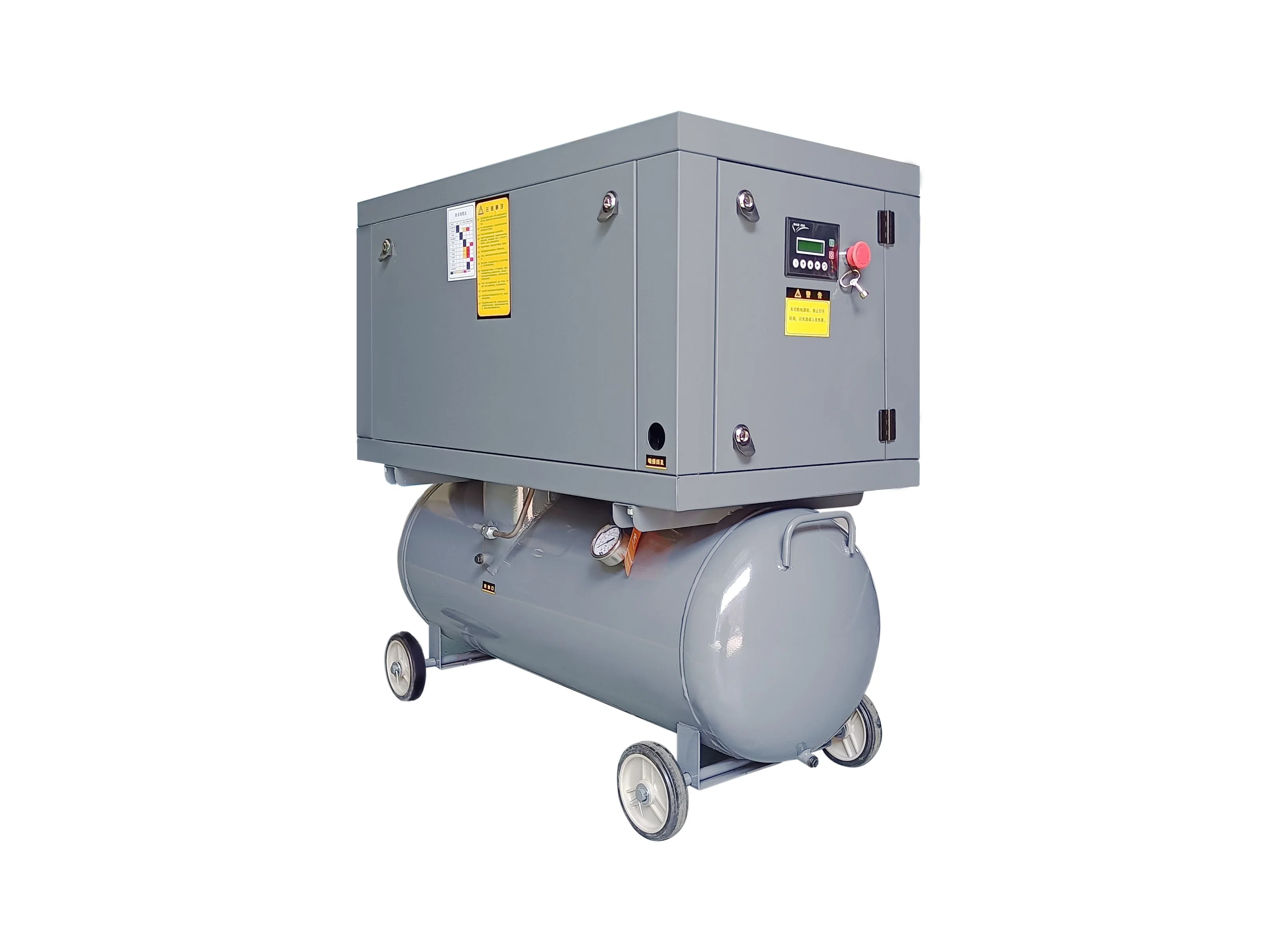 Compressor de ar portátil móvel de 5 kW 7HP 30 cfm industrial Mini, parafuso rotativo de baixo ruído (com depósito de ar, preço de fábrica da bomba do ventilador)