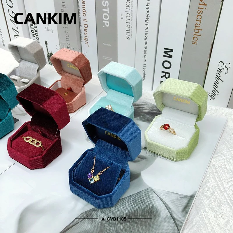 Cankim White Navy Ring Boxen Ring Boxen Schmuck Verpackung Box Benutzerdefinierte Logo Luxus Ring Box Verpackung