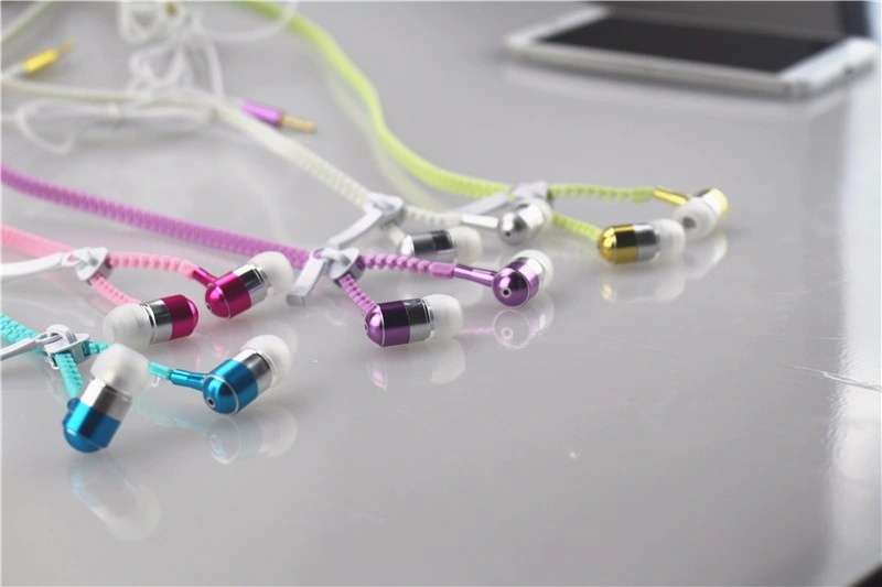 3.5mm Glow in The Dark Zipper Headphones with Mic Microphone