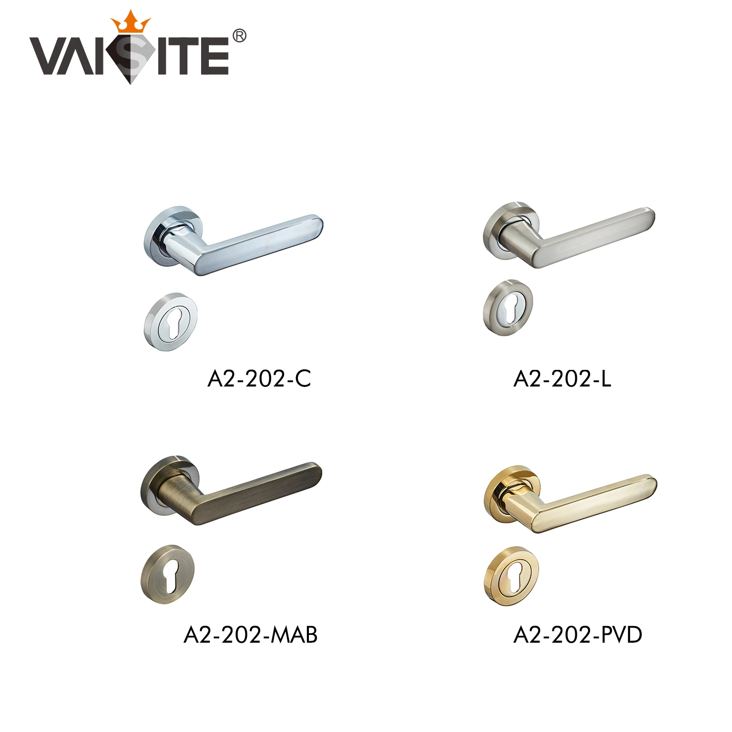 Vaisite 2022 Newest Popular Europe Style Modern Zamak Lever Handle on Rosette for Security Door